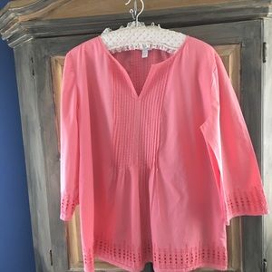 Coral Pink Tuck Front & Back Tunic Size XL